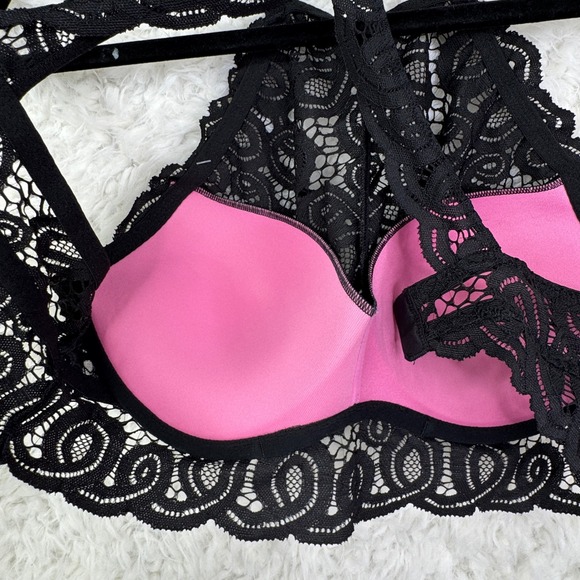 PINK Victoria's Secret Womens Black Lace High Neck Push Up Bralette Bra Size M - Picture 8 of 10